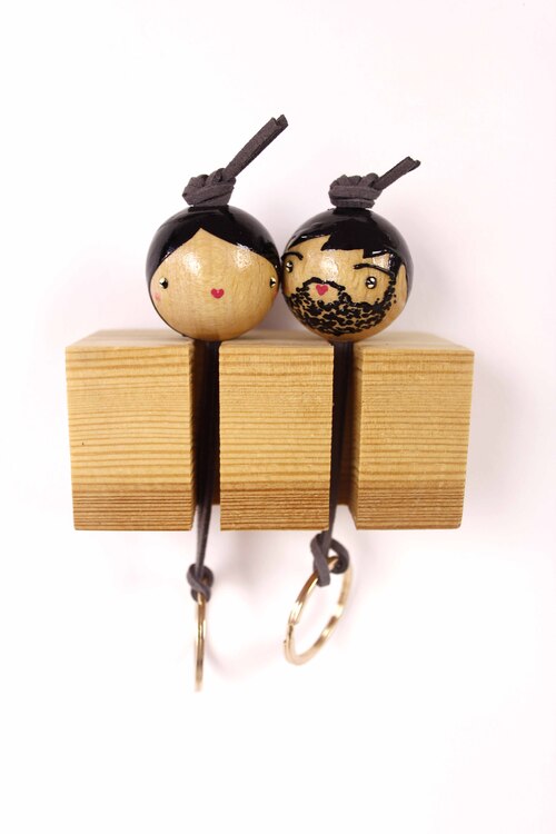 (image pour) Porte Clés Mural 2 Personnes Personnalisé